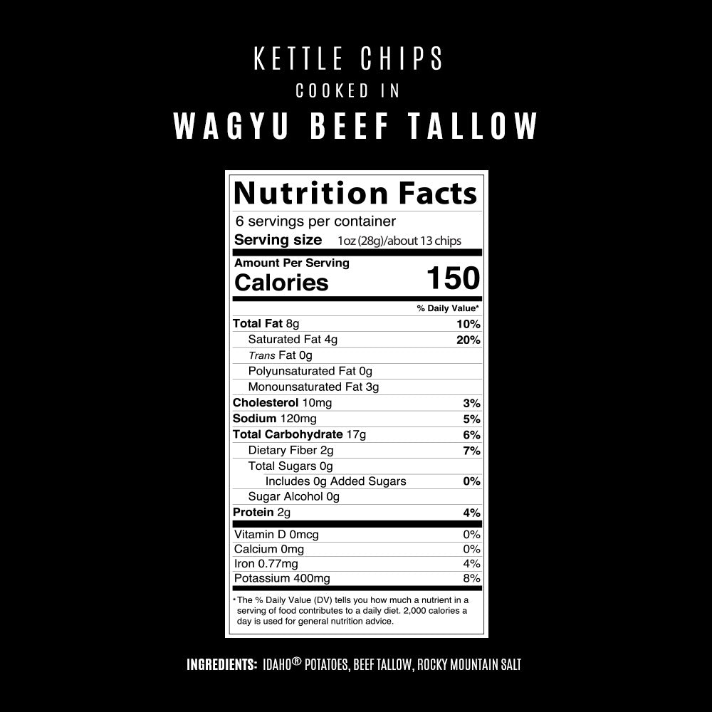 Wagyu Beef Tallow Kettle Chips 6 oz Bags - 5 Pack
